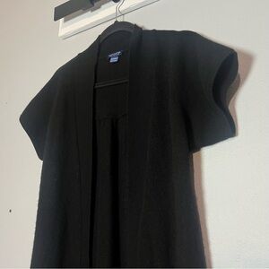 Doncaster Black Short Sleeve Cashmere Cardigan Sweater Long Duster Size Small
